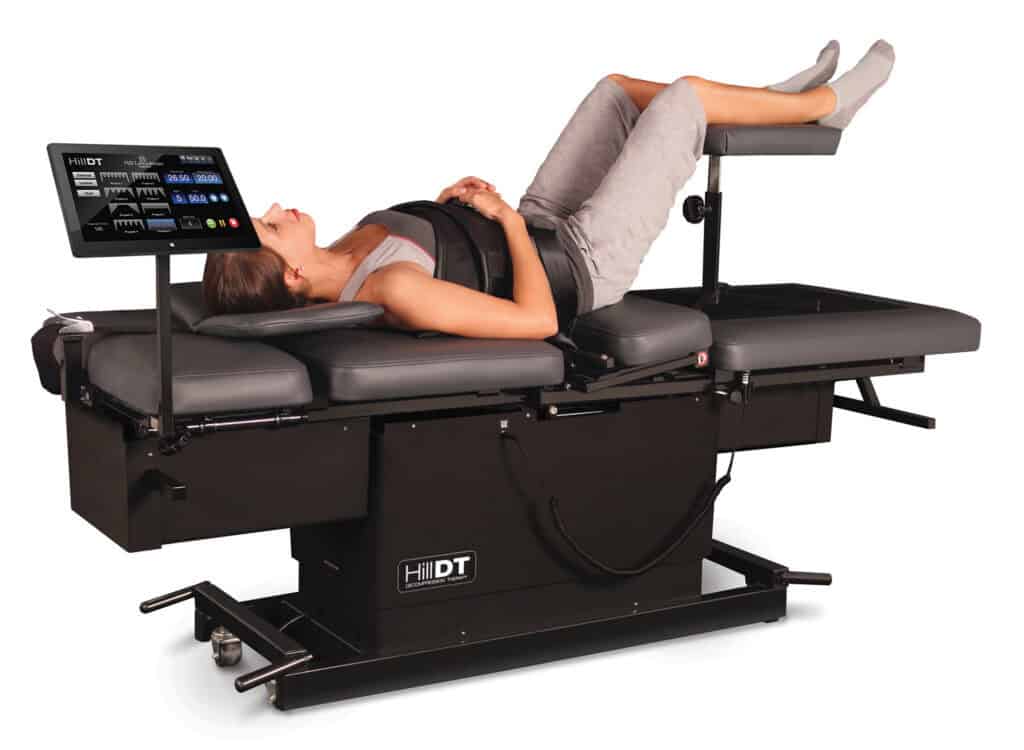 Decompression table used for non-surgical spinal decompression treatments.